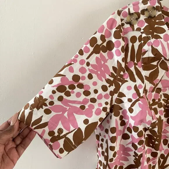 Boden Iona Button Detail Dress Womens 8R Pink Brown Shadow Bloom Casual Floral - Picture 4 of 10